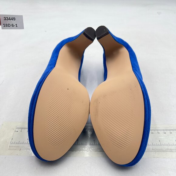 miss left Royal Blue Low Platform Chunky High Heel Slip On Closed Round Toe Pump - Picture 7 of 8